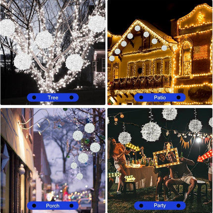 Christmas String Lights Outdoors,4 Pack 7.95" Sphere Lights,Ball Tree Garden Globe Lights for Home, Party, Christmas, Porch Patio,Wedding, Garden,Tree Decoration with Plug