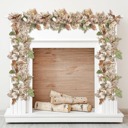 Riceshoot 4 Pcs Thanksgiving Garland 6 ft Fall Leaves Garland with White Pumpkins Autumn Maples Berry Garland Christmas Halloween Fall Mantel Decor for Home Outdoor Indoor