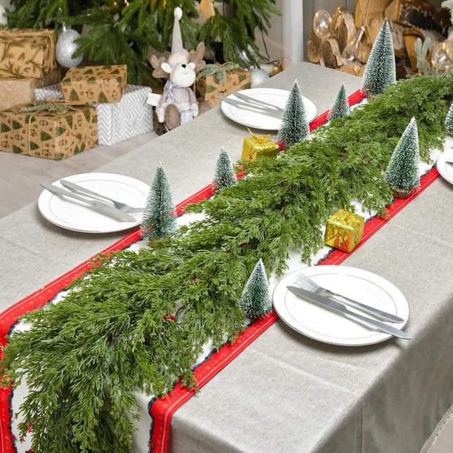 6 Ft Christmas Norfolk Pine Garland Artificial Pine Greenery Garlands Real Touch Winter Pine Garland for Mantle Fireplace Stairs Railing Table Wall Front Door Porch Home Decor