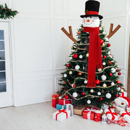 Syhood Christmas Tree Topper Large Holiday Funny Plush Stuffed Hanging Ornaments with Arms, Legs, Belt, Scarf for Christmas Tree Decorations Wine Bottle Curtain Xmas Home Decor (Snowman)