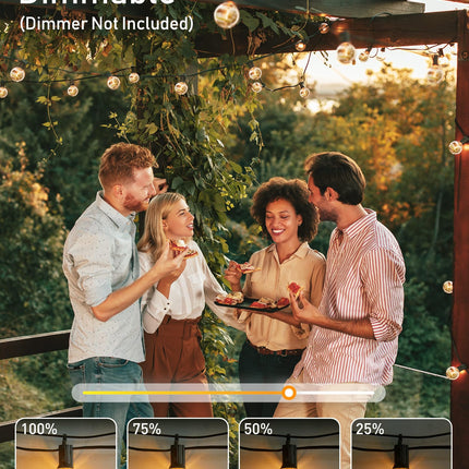 Brightown Outdoor String Lights - Globe Patio Lights 30 Ft with 30 G40 Shatterproof Bulbs, Waterproof Connectable Commercial Hanging Lights for Backyard, Bistro, Porch, Cafe, Deck