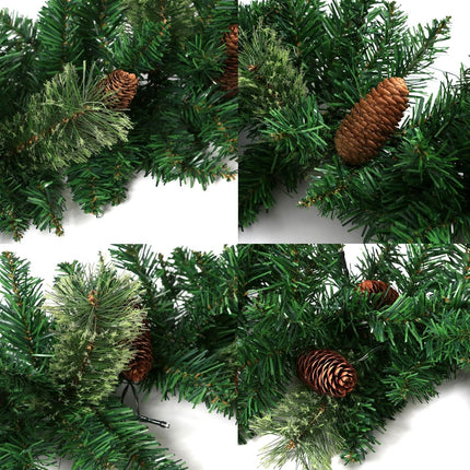 Christmas Garland by KALOR - 9 feet Pine Garland with 50 Battery Operated Lights - Christmas Décor with Pine Cone for Indoor Home Holiday Xmas Decorations