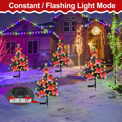 2 Pack Solar Christmas Trees Lights Outdoor Waterproof Decorations 32 inch with 40 LED Light Waterproof, Outdoor Decor Xmas Trees with Lights for Porch Yard Garden Pathway