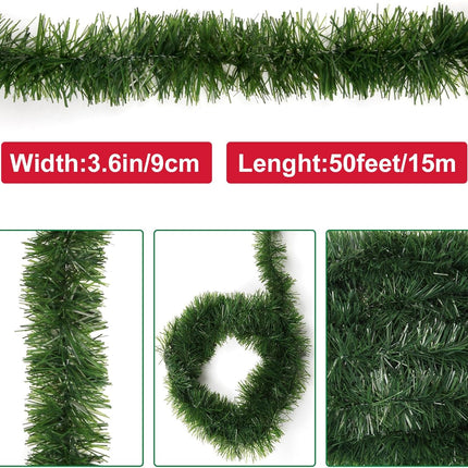 50 Feet Christmas Garland - Soft Non-lit Christmas Garlands Ideal for Christmas Decor, Artificial Christmas Garland for Christmas Home Holiday Party Outdoor&Indoor Decorations