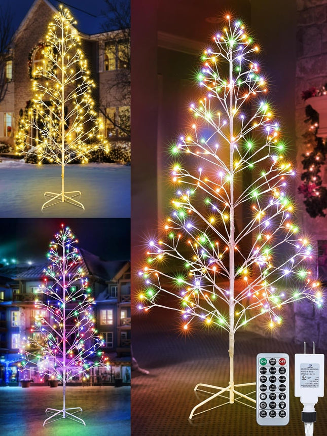 7.5ft Height Decorated Christmas Tree with Lights - 292 LED 2 in 1 Artificial Christmas Tree Lights with Remote Control+ Multi Mode+Memory+Timer Function (Warm White+Mulitecolor)