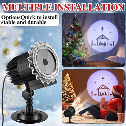 Tuanse Christmas Nativity Projector Lights LED Flood Light Holiday Projector Lights Outdoor, Nativity Scene Christmas Projector with Stars for Halloween Xmas Party Garden Landscape Decoration
