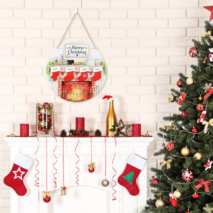 TOARTi DIY Family Name Sign Christmas Wall Decor(11.4x11.4 inches), Rustic Merry Christmas Fireplace Wall Sign Hanging, Retro Xmas Wall Wreath Home Decoration for Mom Grandma Winter
