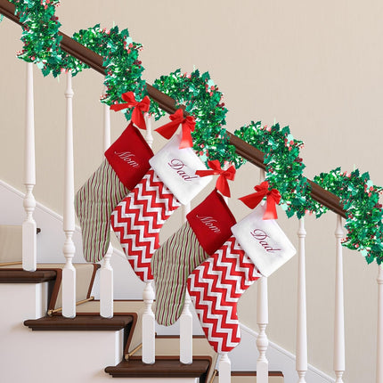 Sggvecsy 39.37Ft Christmas Red Berry Tinsel Garland Xmas Tree Decorations Green Leaves Christmas Metallic Twist Garland Ceiling Hanging Decorations for Year Party Holiday Indoor Outdoor Supplies
