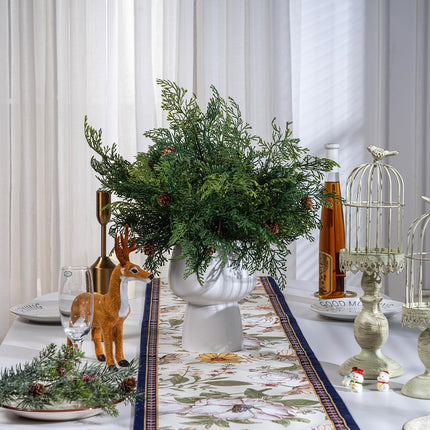 10PCS Artificial Pine Needles Branches with Pine Cones Christmas Greenery Stems Christmas Artificial Greenery Floral Arrangements for Garland Wreath