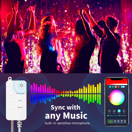 Smart Globe Fairy Lights, 32.8ft Waterproof LED String Lights for Indoor and Outdoor Decor, Voice and App Controlled with Music Sync for Christmas and Party, Compatible with Alexa and Google Home.