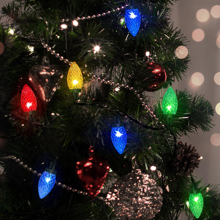 Anycosy Christmas Lights Outdoor, 100 LED C9 String Lights with Timer Function Plug in 8 Modes for Christmas Decorations