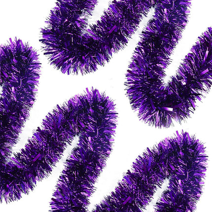 50 FT Purple Tinsel Garland Christmas Tinsel Garland Xmas Tree Decorations Metallic Tinsel Twist Garland for Christmas Tree Year Holiday Birthday Party Decorations (3.54" x 50', Purple)