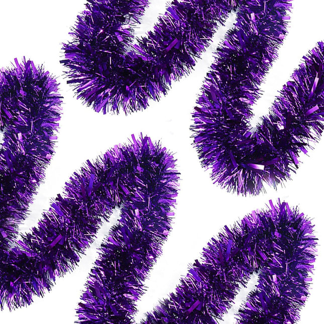 50 FT Purple Tinsel Garland Christmas Tinsel Garland Xmas Tree Decorations Metallic Tinsel Twist Garland for Christmas Tree Year Holiday Birthday Party Decorations (3.54" x 50', Purple)