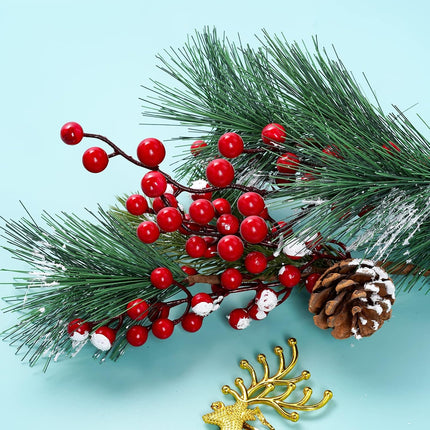 12 Pack Artificial Red Berry Stems Branches Christmas Berry Twig Stem Burgundy Berry Picks Holly Berries for Xmas Tree Wreath Home Decorations Floral Arrangements