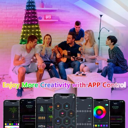 Smart Christmas Tree Lights with Star Topper, 6.6FT x 10 Christmas Decorations Lights Music Sync with Remote & APP Controlled, RGB LED String Lights Plug in for Tree Outdoor Indoor Xmas Decor