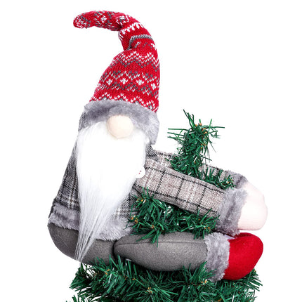 Christmas Tree Topper Gnome Christmas Curtain Tieback Buckle Plush Dwarf Christmas Tree Topper Gnome Decorations Funny Christmas Tree Topper Handmade Christmas Tree Decorations (Grey Hat)