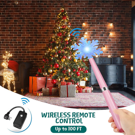 Wireless Remote Control Outlet, Magic Light Wand for Christmas Tree Lights and Home Decoration Lights, Remote Light Switch with Music, Christmas for Kids/Friends/Family, Pink