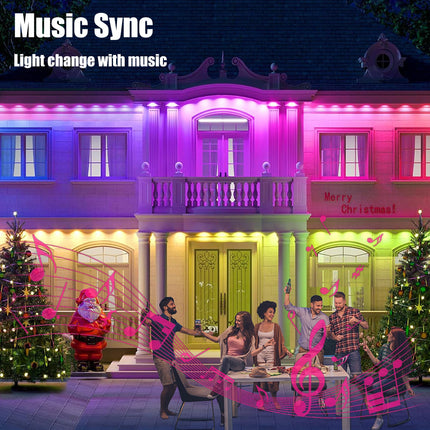 Permanent Outdoor Lights, 50ft Smart RGB LED Eaves Lights with APP Control, Waterproof for Christams, Wedding, Patry, Outdoor Decorations - 30LEDs