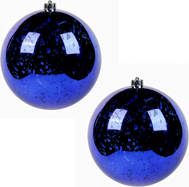 Sunshine Shiny Christmas Ball Ornaments,Giant Hanging Christmas Tree Ornament Decorations for Holiday, Extra Large Shatterproof Retro Mercury Balls Set (Blue, 6inch)