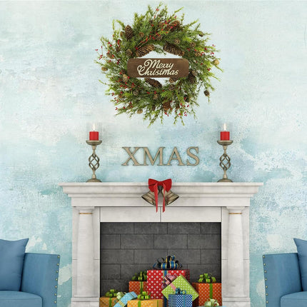 22 inch Artificial Christmas Wreath with Pine Cones and Needles for Indoor Outdoor Holiday Home Decor
