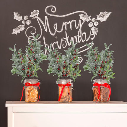 6 Pcs Christmas Artificial Mistletoe Picks 17.3 Inch Fake Mistletoe Decoration Branches with Berries Pinecones Mistletoe Ornaments DIY Crafts for Xmas Tree Wreath Holiday Decor(Red Berry)
