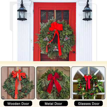 15 Inch Wreath Hanger Hooks Over Door Metal Hooks Practical Clothes Towel Hanger Hooks for Christmas Front Door Decorations (Champagne,6 Pieces)