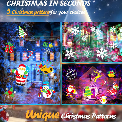 8-Pattern Christmas Projector Lights Outdoor, Anysun Brighter 160 HD Patterns Christmas Decorations, 2-in-1 Ocean Wave Snowflake Holiday Projector Waterproof with Timer for Garden Party Landscape Show