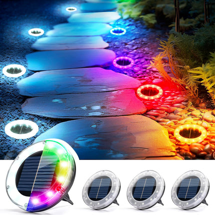 Solpex Solar Lights Outdoor Waterproof, Multicolor Solar Ground Lights, 12 Led 2 Lighting Modes, Solar Powered Landscape Lighting