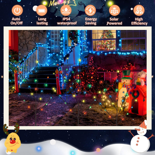 Saillong Set of 6 Solar Christmas Pathway Lights Christmas Decorations Outdoor 120 LED Waterproof Decorative Lights 8 Modes Multicolor Outside Decor for Xmas Party Yard Front Porch Door(Colorful)