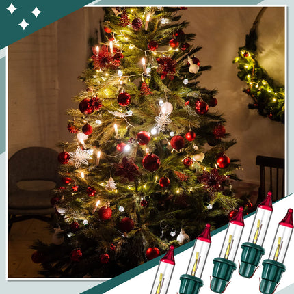 Christmas Replacement Mini Light Bulbs, 3.5 V Incandescent Bulbs Clear Flasher with Green Base, Lights Decorations for Bedroom Classroom Xmas Tree Lights, 0.425 Watt (32)