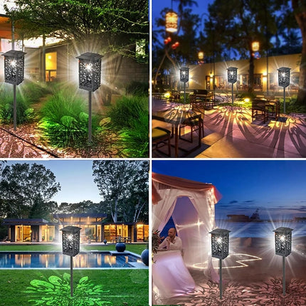 4 Pack Solar Pathway Lights, Solar Powered Outdoor Lights, Waterproof High Lumen Outdoor Solar Lights, Metal & Glass Garden Lights, for Patio, Yard Lawn and Garden