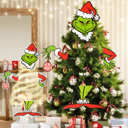 Christmas Tree Topper Decor - Christma Decor for Fence Garage Holiday Xmas Home Party Decor