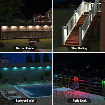 Bridika Solar Fence Lights 8 Colors, Warm White, Cool White And Rgb, Bright Deck Lights Solar Outdoor Waterproof, Dusk To Dawn