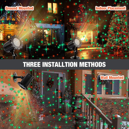 Treela 4 Pack Christmas Projector Lights Outdoor Decorations, Christmas Star Light Waterproof Holiday Projector LED Spotlights with Remote for Xmas Decor (Cute Star)