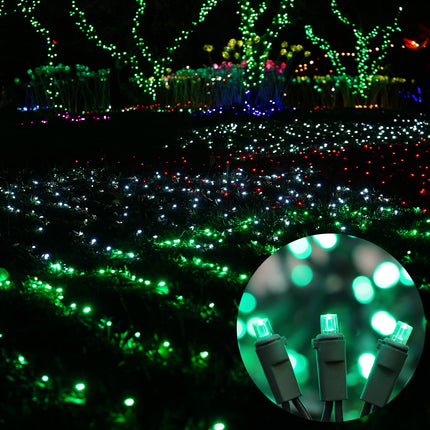 Green Wide Angle LED Christmas Lights, 64.8 Ft 300 Count, Pack of 3 Strands 21.9 Ft 100 Lights UL Commercial Grade Green Wire 5mm Holiday String Light