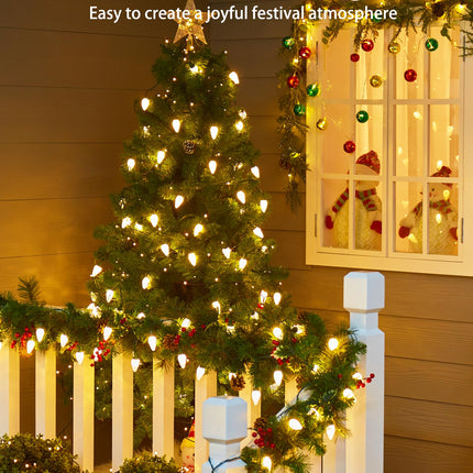 C9 Christmas Lights Outdoor, 114 Feet 150 LED C9 String Lights with Timer & 8 Light Modes, Waterproof Commercial Grade Connectable Christmas Tree Lights for Indoor Outside Roofline Patio, Warm White