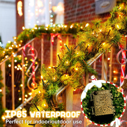 8 Modes Christmas String Lights Battery Operated Christmas Lights with Timer 16.4Ft2 Total 100LED 33Ft Waterproof Fairy Lights Outdoor Indoor for Christmas Decor, Warm White, 2-Pack