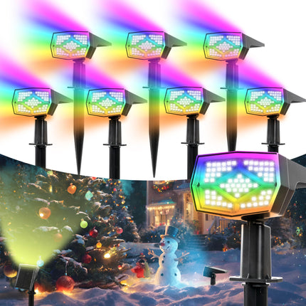 Solar Spot Lights Outdoor Color Changing, 8Pack/69LEDs/9 Modes/IP65 Waterproof Christmas Solar Landscape Spotlights for Yard Garden House Garage Pathway