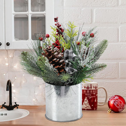 MUMTOP Christmas Table Centerpiece Decorations, Mini Christmas Tree Artificial Potted with Pincones for Home Kitchen Mantel Holiday Decor