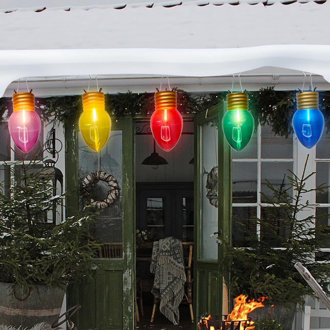 Jumbo Xmas String Lights 16FT Large Christmas Hanging Lights with 10 5'' LED Giant Multicolor Bulbs, C7 Big Bulb Vintage Christmas Lights for Holiday Home Tree Roof Yard Garden Decor, Green Wire