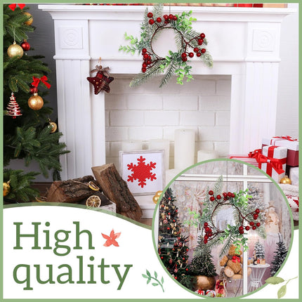 Sliner 6 Pcs Christmas Candle Rings Wreaths Decor Artificial Red Berries Snowy Pine Needles Candle Wreaths Hanging Garland Wreath Candle Holder for Pillars Kitchen Cabinet Home Table Centerpiece
