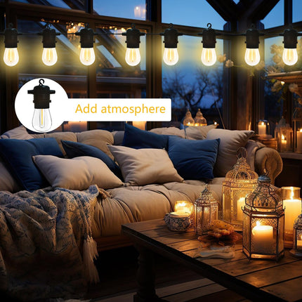 S14 LED 25FT Patio Outdoor String Lights, 8+1 Shatter-Proof LED Bulbs, Hanging Backyard Lights, for Outdoor terraces, Backyard Garden Balcony Decorations, Small Restaurants, and Commercial uses