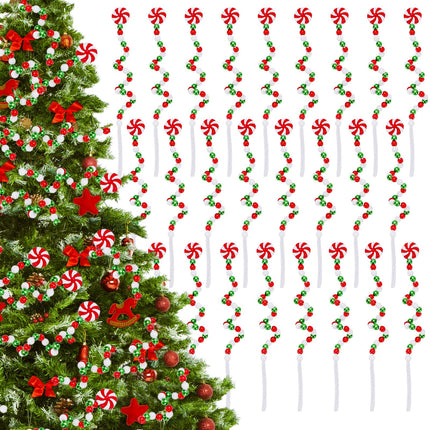 Whaline 36Pcs Christmas Curly Pick Candy Style Christmas Tree Picks Red White Green Xmas Tree Topper Ornament for Winter Holiday Home Office Party Decor, 8.7 Inch