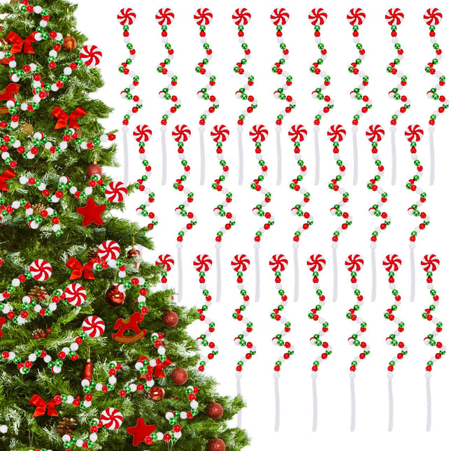 Whaline 36Pcs Christmas Curly Pick Candy Style Christmas Tree Picks Red White Green Xmas Tree Topper Ornament for Winter Holiday Home Office Party Decor, 8.7 Inch