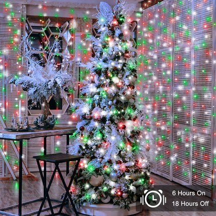 Red White Green Christmas String Lights Battery Operated, 2 Pack 100 LED String Lights 33Ft Clear Wire with Timer 8 Modes Outdoor Indoor Novelty Lights for Home Xmas Tree Garland Holiday Decoration