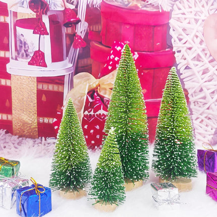Mini Christmas Tree, Gradation Green Bottle Brush Trees Small Pine Tree with Wooden Bases for Xmas Holiday Party Home Tabletop Tree Decor (4pcs)