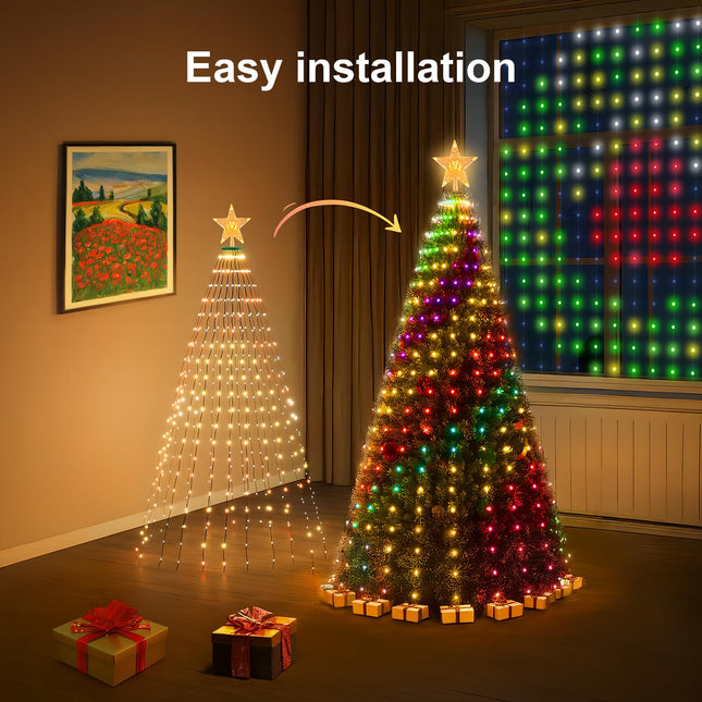 Christmas Tree Lights, Smart RGBIC 400 LEDs Christmas Lights Indoor, 6.8ft × 20 String Lights for Halloween Decor, IP65 Waterproof, Music Sync, DIY, 80+ Scene Modes, Green Wire