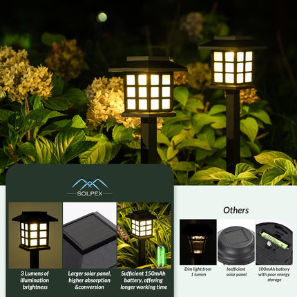 Solpex 16 Pack Solar Outdoor Lights, Solar Path Lights, Solar Walkway Lights Outdoor, Solar Garden Lights, Solar Pathway Lights