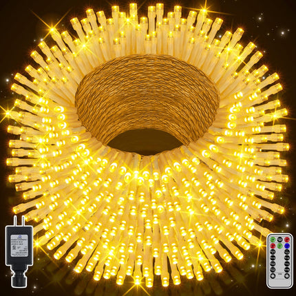 shineshine Christmas Lights 295FT/900LED, Waterproof Outdoor String Lights with Remote and Timer, 8 Modes Dimmable Fairy Lights for Indoor Outside House (Warm White)