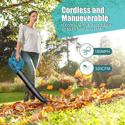 2 × 5.0Ah Battery Leaf Blower - BHY 320 CFM & 180MPH Cordless Electric Leaf Blower with Fast Charger, 6 Variable Speeds, Battery Leaf Blower for Blowing Leaves, Snow Debris and Dust